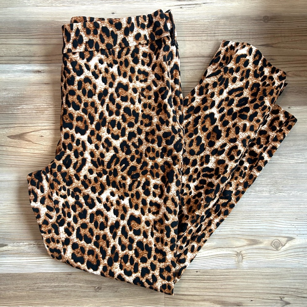 Chatham Leopard Print Ankle Pants Talbots 6 p